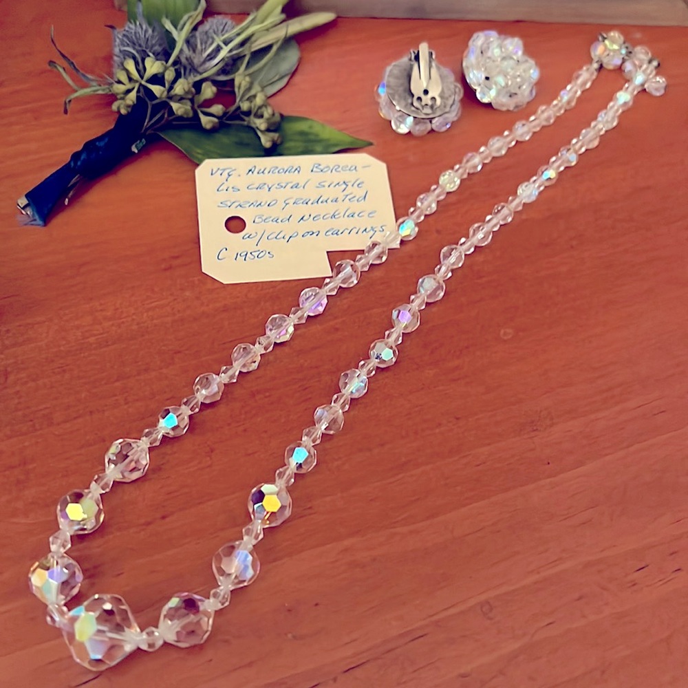 Vintage Aurora Borealis 1950 necklace & earrings